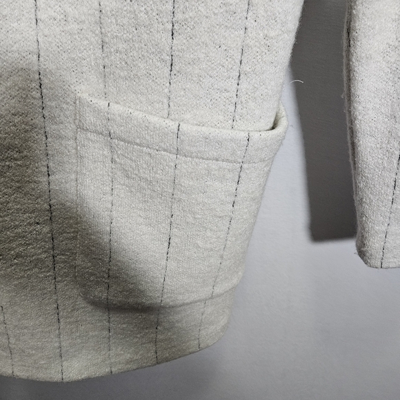 Rachel Zoe Women's Ivory Pinstriped Wool-Blend Coat Jacket Size Medium - Picture 6 of 10